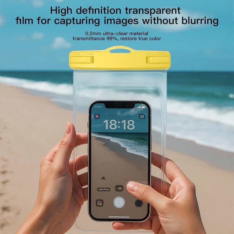 Criyar 1/2 Pack Waterproof Phone Pouch Compatible with iPhone 17 16 15 Pro Max & Galaxy S24+/S23 7in Waterproof Phone Case with Lanyard, IPX8 Beach Travel Must Haves, Beach Essentials, Yellow, 1 Pack - Image 2